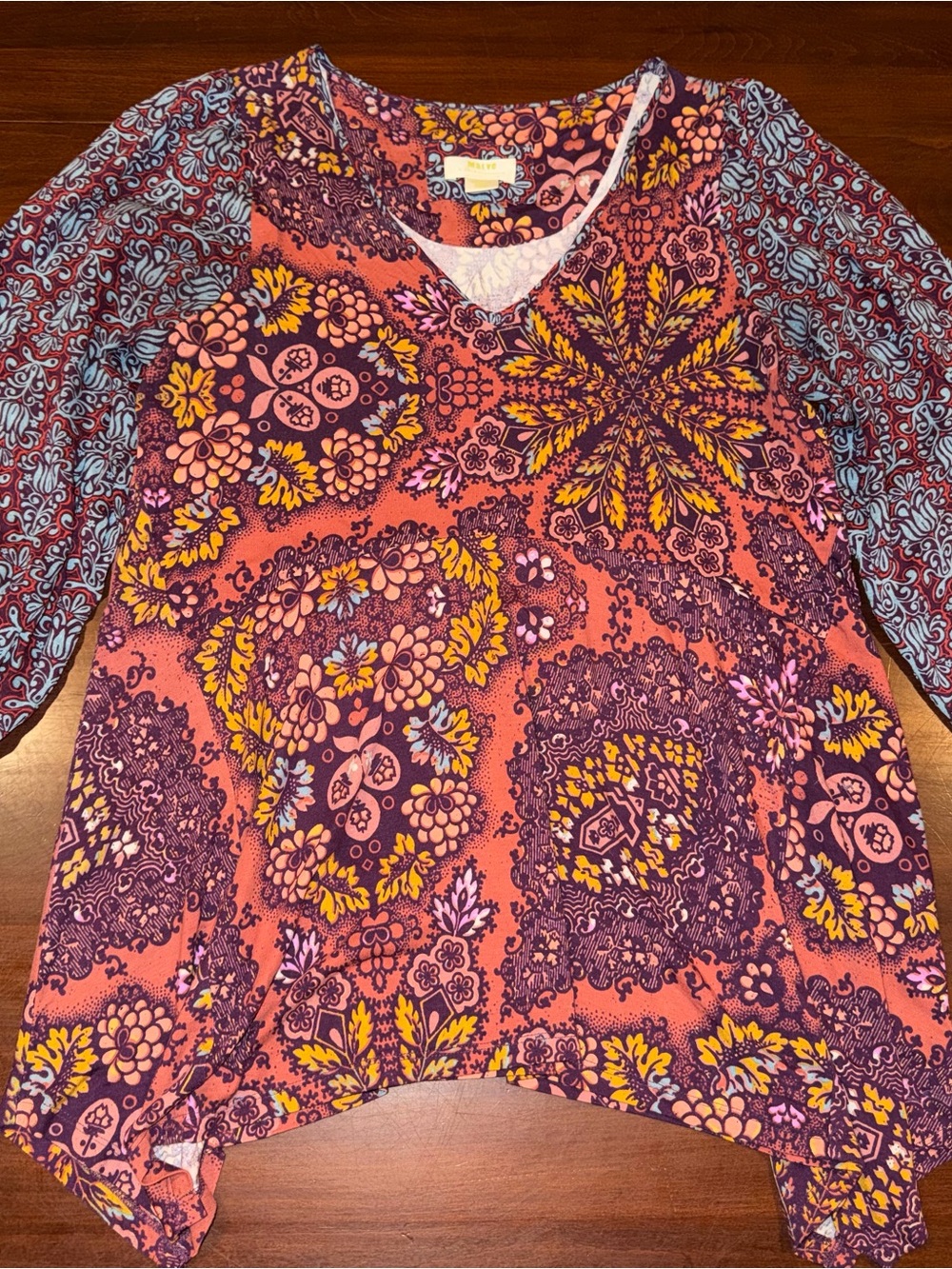 Maeve Anthropologie Mixed Print Boho Tunic Top Medium